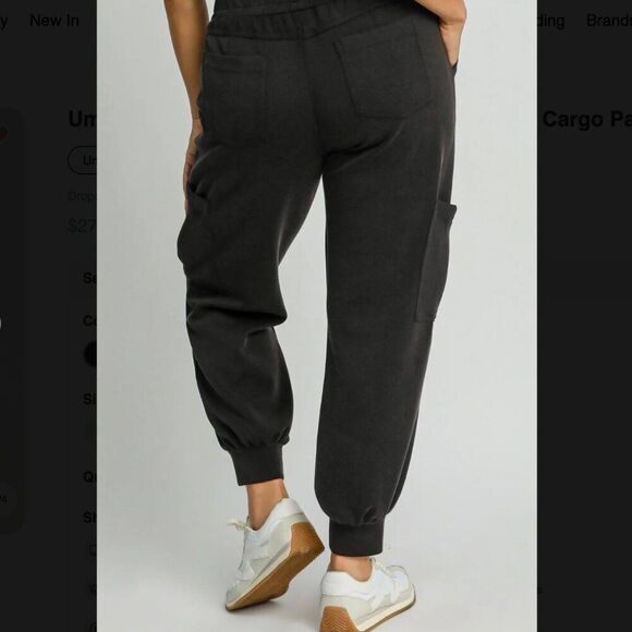 NWT Umgee Full Size Mineral Washed Elastic Waist Cargo Pants black - med - Picture 6 of 9